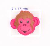 Bruine en Roze Aap Knoop 19x17mm Knopen KNP00071